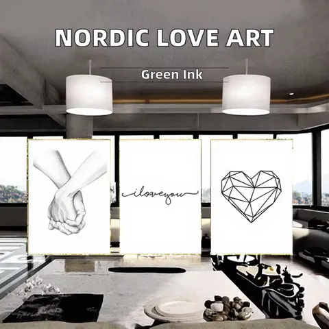 Nordic Minimalist Couple Wall Art 'I for Love You' Picture Print Canvas Painting Home Decor Poster