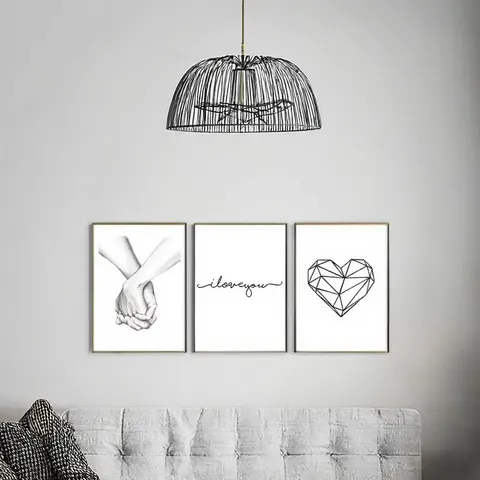 Nordic Minimalist Couple Wall Art 'I for Love You' Picture Print Canvas Painting Home Decor Poster