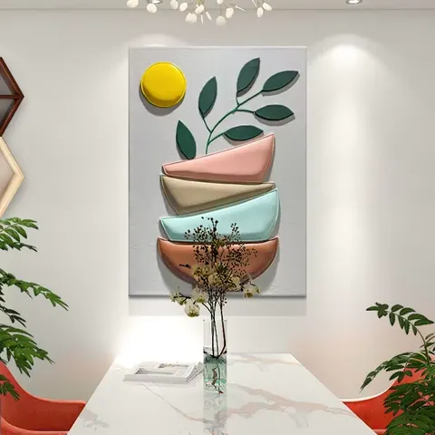 Nordic Restaurant Background Wall Art Home Decor Painting 3D Three-dimensional Handmade Skin Carving Wall Decor Painting