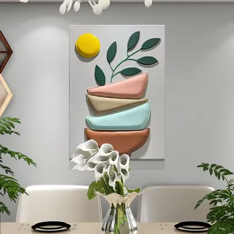 Nordic Restaurant Background Wall Art Home Decor Painting 3D Three-dimensional Handmade Skin Carving Wall Decor Painting