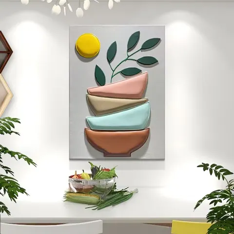 Nordic Restaurant Background Wall Art Home Decor Painting 3D Three-dimensional Handmade Skin Carving Wall Decor Painting