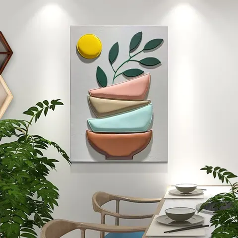Nordic Restaurant Background Wall Art Home Decor Painting 3D Three-dimensional Handmade Skin Carving Wall Decor Painting