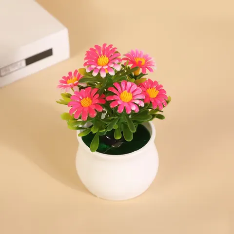 Nordic Style 7-Flower Artificial Sunflower Potted Plant Synthetic Resin Daisy for Home Photography Decor