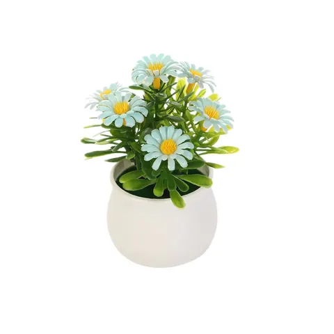 Nordic Style 7-Flower Artificial Sunflower Potted Plant Synthetic Resin Daisy for Home Photography Decor