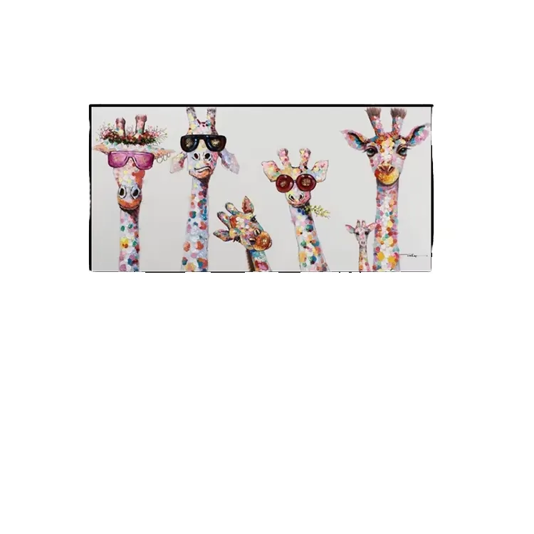 Nordic Style Children's Room Wall Art Cute Cartoon Giraffes Canvas Painting Home Decoration Print Canvas Art Pictures