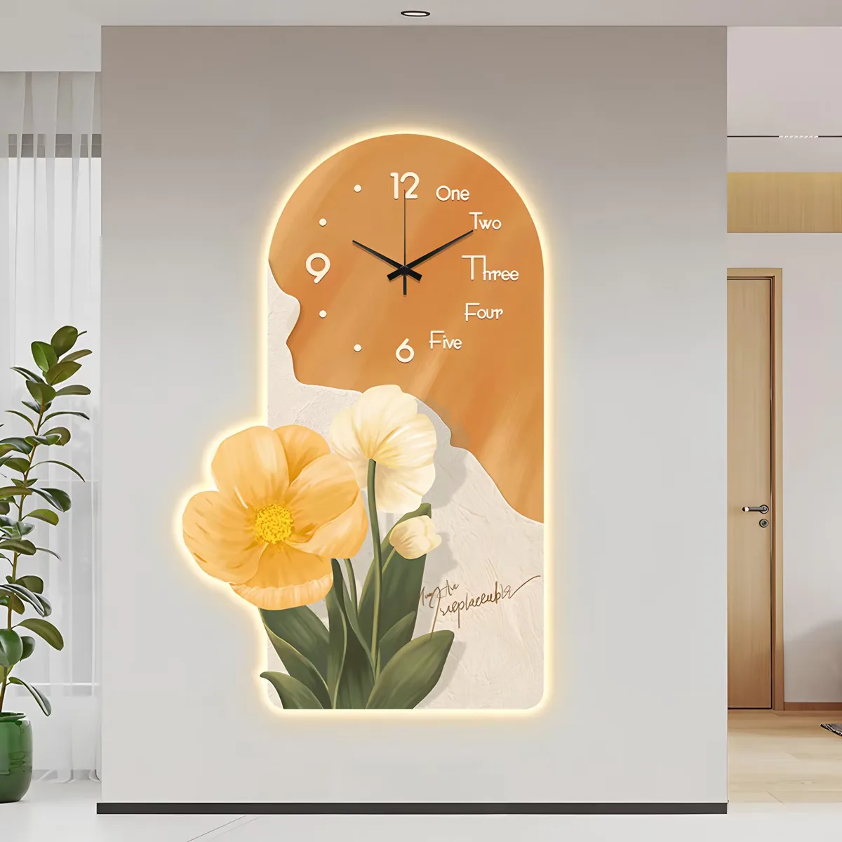 Nordic Style Creativity Flowers Home Furnishings Painting Living Room Corridor Background Wall LED Painting