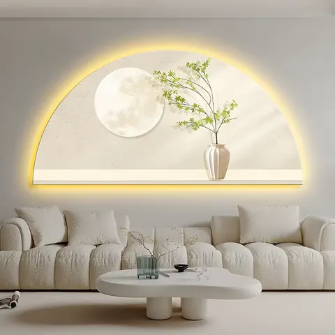Nordic Style Half Circle Living Room Decoration Painting Wall Art LED  Painting Crystal Porcelain Home Decor Paintings