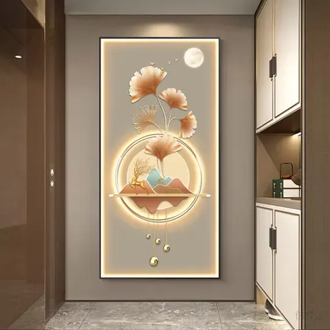 银杏 单幅 装饰画 北欧风 玄关背景墙挂画 晶瓷画
