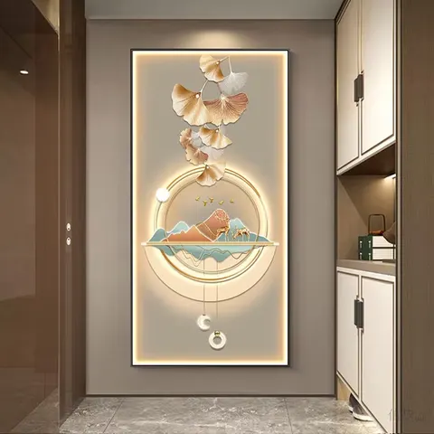 银杏 单幅 装饰画 北欧风 玄关背景墙挂画 晶瓷画
