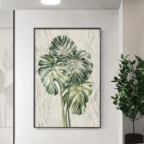 植物 单幅 装饰画 北欧风 玄关背景墙挂画 晶瓷画