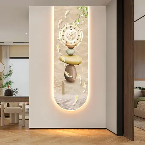 Nordic Style Nine Fish Diagram Art Home Decor Painting Corridor Background Wall Crystal Porcelain LED Painting