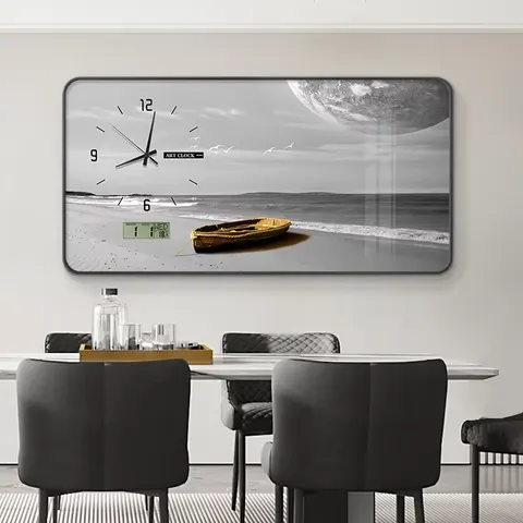 Nordic Style Restaurant Decoration Painting Silent Clock Decorative Painting Home Decor Wall Art with Clock Large Flip Clock