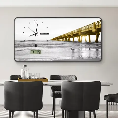 挂钟组合 单幅 装饰画 北欧风 餐厅背景墙挂画 挂钟