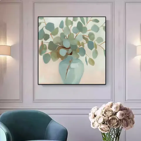 繁花 单幅 装饰画 北欧风 餐厅背景墙挂画 手绘油画