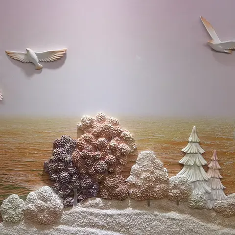 海浪 单幅 装饰画 现代简约 客厅背景墙挂画 砂岩浮雕