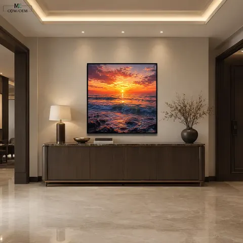 Ocean Wall Art Tropical Beach Canvas Coastal Landscape Decor Seaside Home Decor Crystal Porcelain Art Sunset Scenic Painting