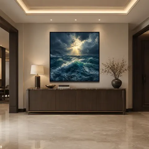 海浪 单幅 装饰画 现代简约 客厅背景墙挂画 晶瓷画