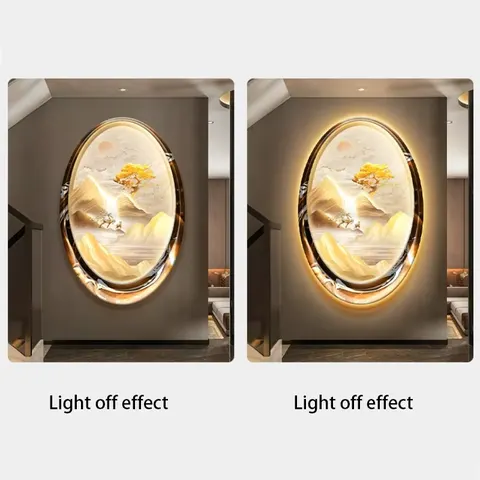 抽象 单幅 装饰画 现代简约 玄关背景墙挂画 LED带灯画