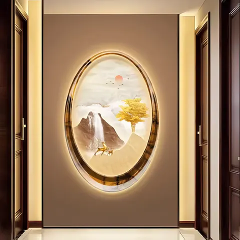 抽象 单幅 装饰画 现代简约 玄关背景墙挂画 LED带灯画