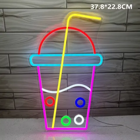 Pearl Milk Tea Shop Neon Light Ice Cream Acrylic LED Painting Trendy Milk Tea Shop Signboard Tea House Art Decor