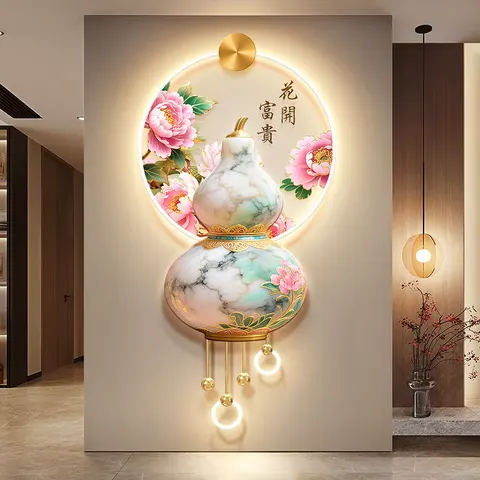 Peony Flowers Are Blooming UV Engraving Art Home Decoration Paintings Metal Pendant Glowed LED Painting