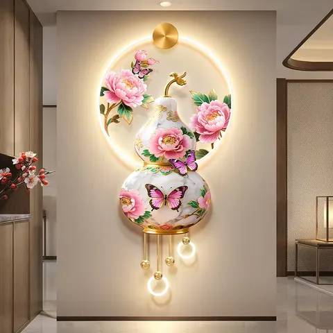 Peony Flowers Are Blooming UV Engraving Art Home Decoration Paintings Metal Pendant Glowed LED Painting