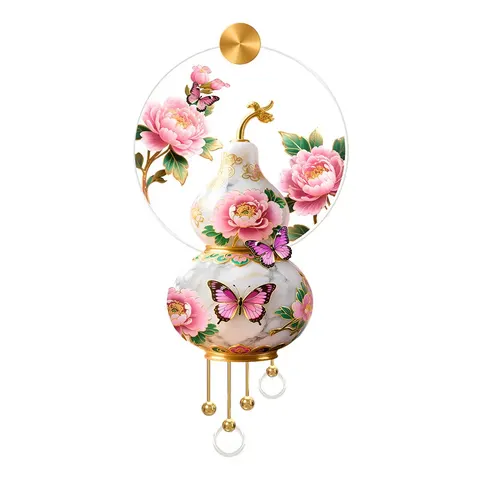 Peony Flowers Are Blooming UV Engraving Art Home Decoration Paintings Metal Pendant Glowed LED Painting
