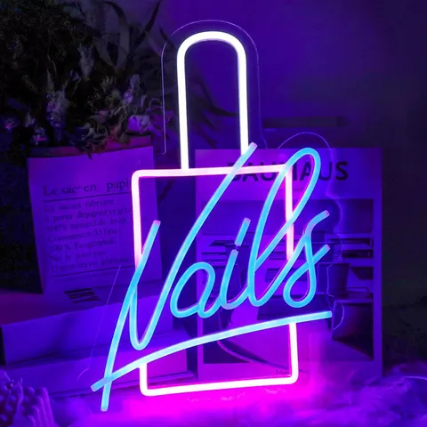 pink Girl Finger Letter Styling Art Decor Neon Light Nails Acrylic LED Painting