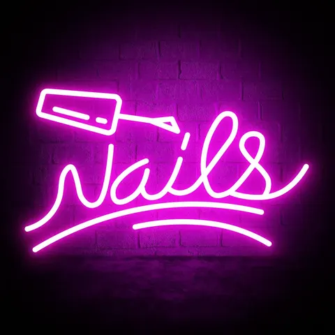 pink Girl Finger Letter Styling Art Decor Neon Light Nails Acrylic LED Painting
