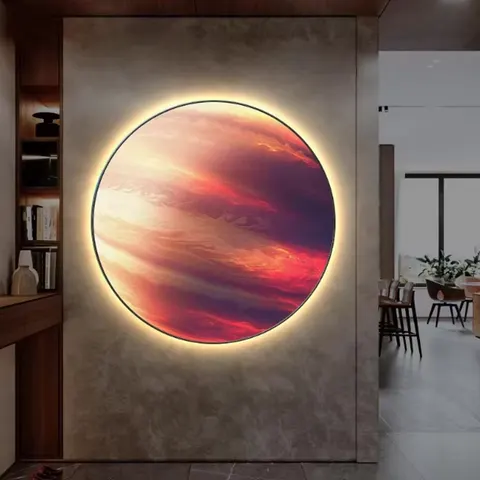 日月星辰 单幅 装饰画 现代简约 玄关背景墙挂画 LED带灯画
