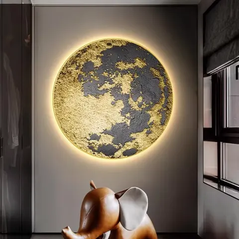 日月星辰 单幅 装饰画 现代简约 玄关背景墙挂画 LED带灯画