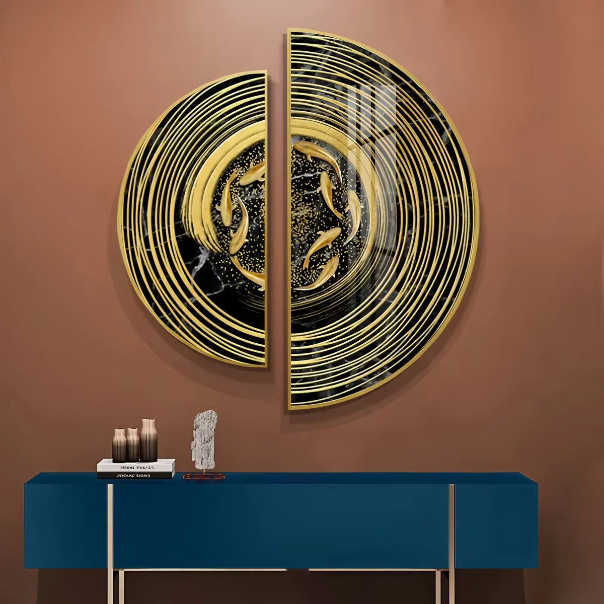Popular Design Abstract Semi-circular Crystal Porcelain Living Room Porch Decorative Painting Home Decoration Combination Murals