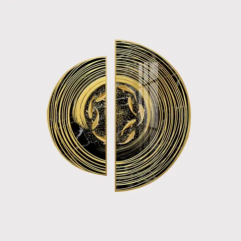 Popular Design Abstract Semi-circular Crystal Porcelain Living Room Porch Decorative Painting Home Decoration Combination Murals