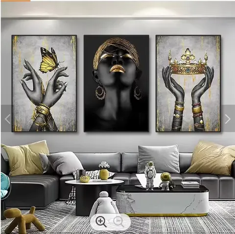Popular Design African Black Beauty Wall Decor Painting Modern Light Luxury Entrance Porch Crystal Painting