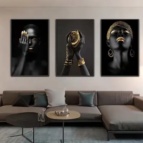 Popular Design African Black Beauty Wall Decor Painting Modern Light Luxury Entrance Porch Crystal Painting
