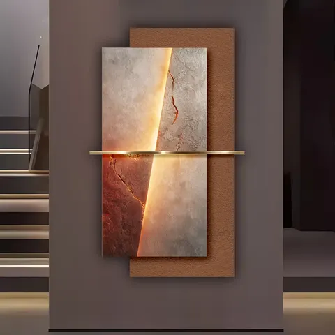 抽象 单幅 装饰画 轻奢风 玄关背景墙挂画 LED带灯画