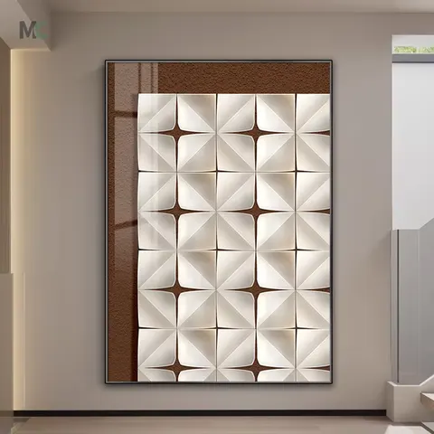 Popular Living Room Porch Wall Decor Paintings 3d Three-dimensional Sofa Background Wall Minimalist Crystal Porcelain Painting