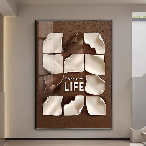 Popular Living Room Porch Wall Decor Paintings 3d Three-dimensional Sofa Background Wall Minimalist Crystal Porcelain Painting