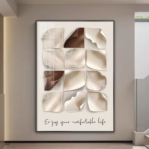 Popular Living Room Porch Wall Decor Paintings 3d Three-dimensional Sofa Background Wall Minimalist Crystal Porcelain Painting