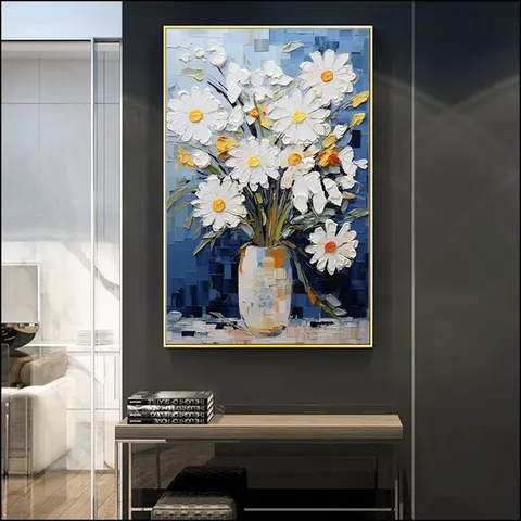 Porch Decorative Painting Daisies in Abstract Vases Other Paintings Home Decor Painting and Wall Art