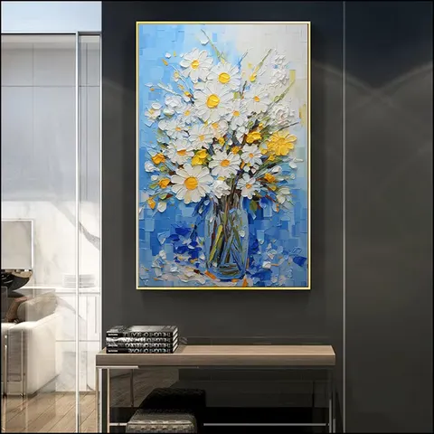 Porch Decorative Painting Daisies in Abstract Vases Other Paintings Home Decor Painting and Wall Art