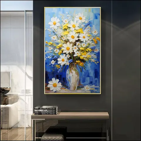 Porch Decorative Painting Daisies in Abstract Vases Other Paintings Home Decor Painting and Wall Art