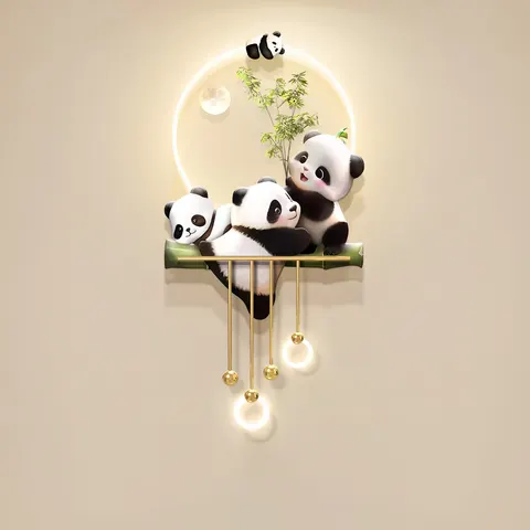 Porch Decorative Painting Giant Panda Bamboo Mural 3D Acrylic Led Art Acrylic Led Wall Art 3D Acrylic Led Wall Art