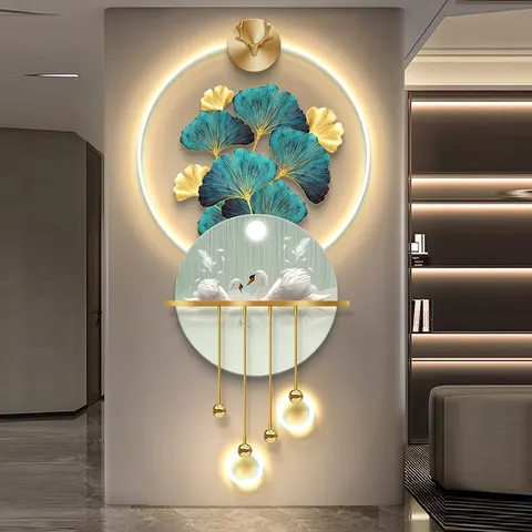 Porch Light Decorative Painting Entry Corridor Nine Fish Art Wall Lamp Acrylic Led Wall Art 3D Acrylic Led Wall Art