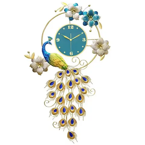 Quartz Clock Peacock Art Decor Modern Simplicity Atmosphere Mute Ironwork Clock Wall Decor Craftwork