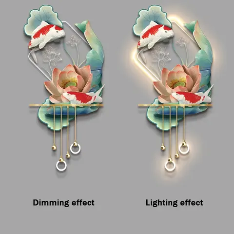 Red Koi Fish Acrylic LED Painting Metal Pendant Art Home Decor Paintings Factory Wholesale Custom Wall Murals