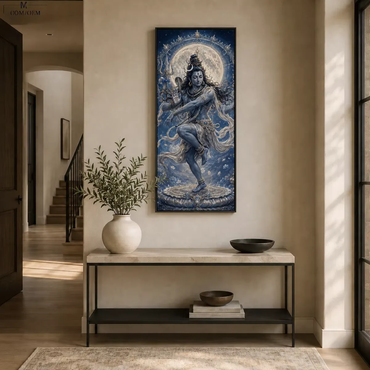 Religious Wall Art Spiritual Canvas Indian Deity Decor Vertical Entryway Art Home Decorative Painting Crystal Porcelain Art