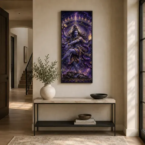Religious Wall Art Spiritual Canvas Indian Deity Decor Vertical Entryway Art Home Decorative Painting Crystal Porcelain Art
