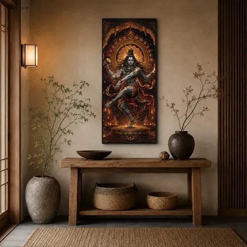 Religious Wall Art Spiritual Canvas Indian Deity Decor Vertical Entryway Art Home Decorative Painting
