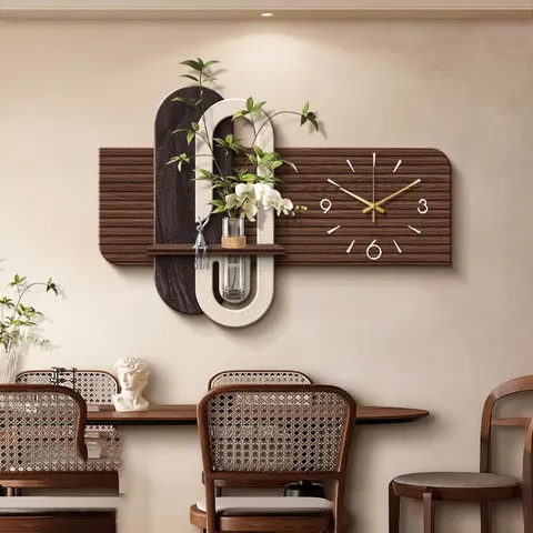 Restaurant Background Wall Art Decor Painting Creativity Alarm Clock Sandstone Fabric Wall Painting